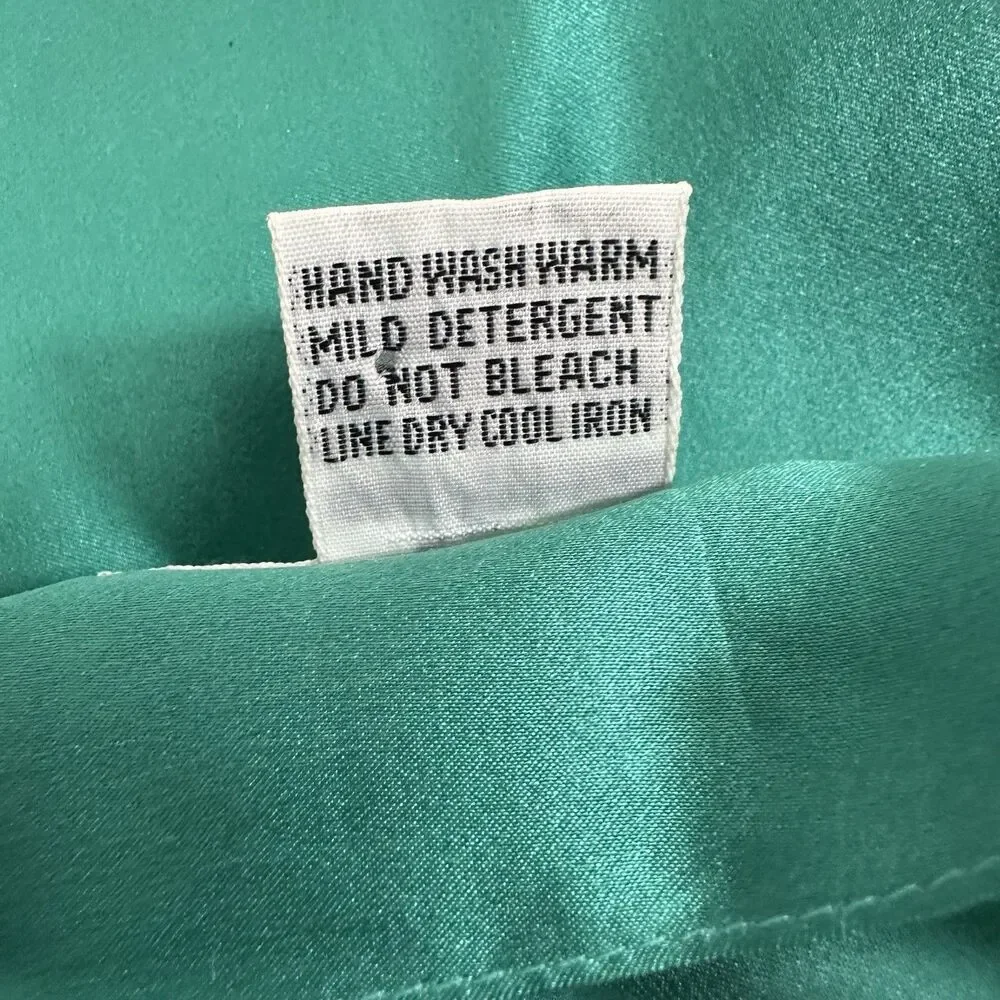 VTG Morgan Taylor Silk Slip Dress Teal Bias Cut 90s Y2K L - Picture 4 of 4